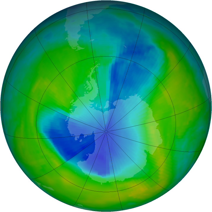 Antarctic ozone map for 19 November 1997